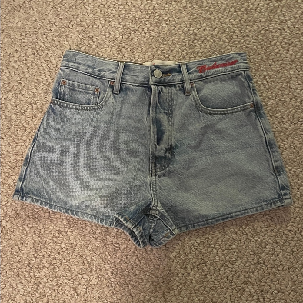 Budweiser Denim Shorts with Red Accent